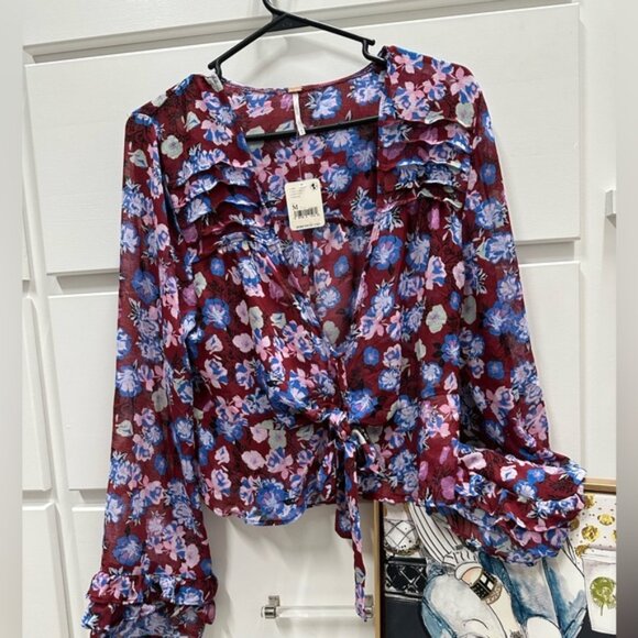 FREE PEOPLE MAYBEL RUFFLE TOP NWT - Picture 1 of 14